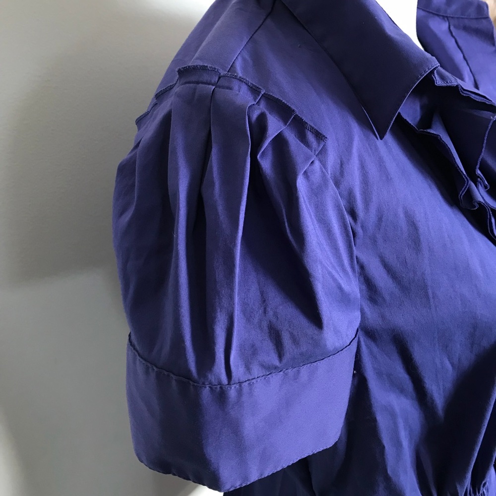 BCBGMaxAzria Deep V Pleated Blouse - Picture 3 of 7